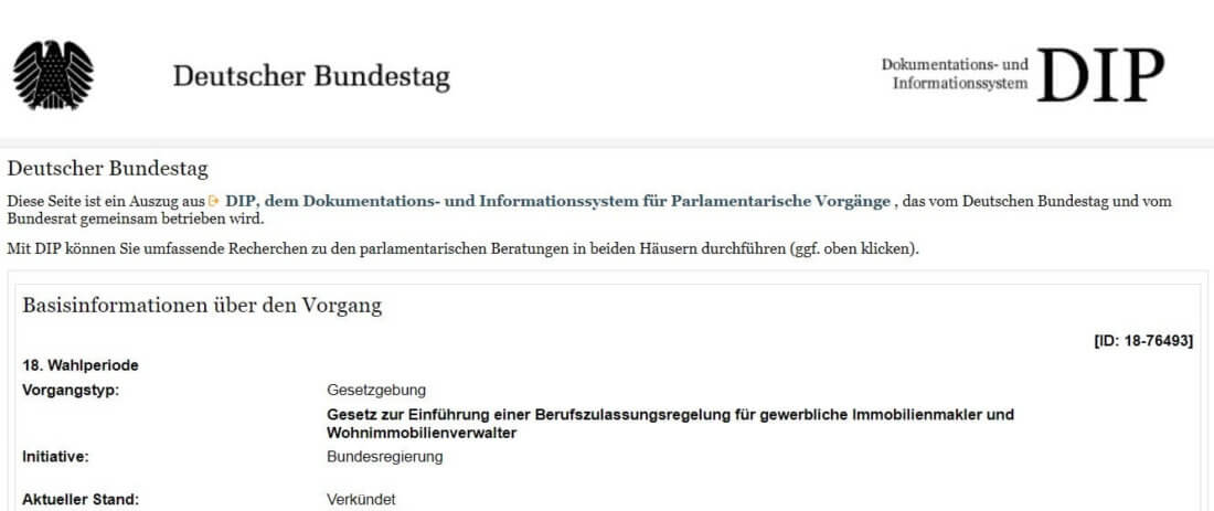 Gesetz zur einführung einer berufszulassungsregelung für gewerbliche immobilienverwalter und makler