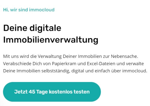 anzeige für das verwaltungsprogramm immocloud