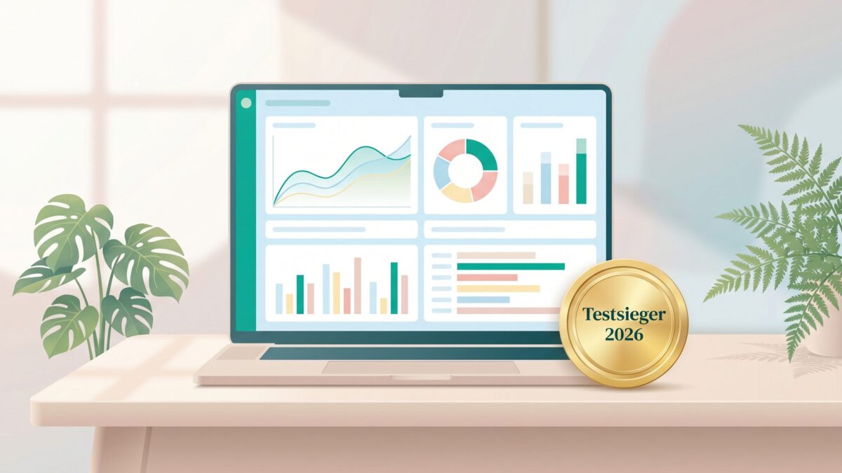 Hausverwaltungssoftware-Dashboard mit Testsieger-2026-Siegel