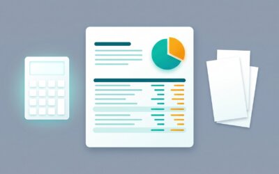 Hausgeldabrechnung mit Diagramm, Taschenrechner und Belegen