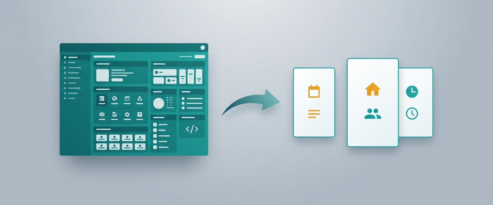 Dichtes Profi-Software-Panel und schlanke Alternativ-Karten mit Pfeil